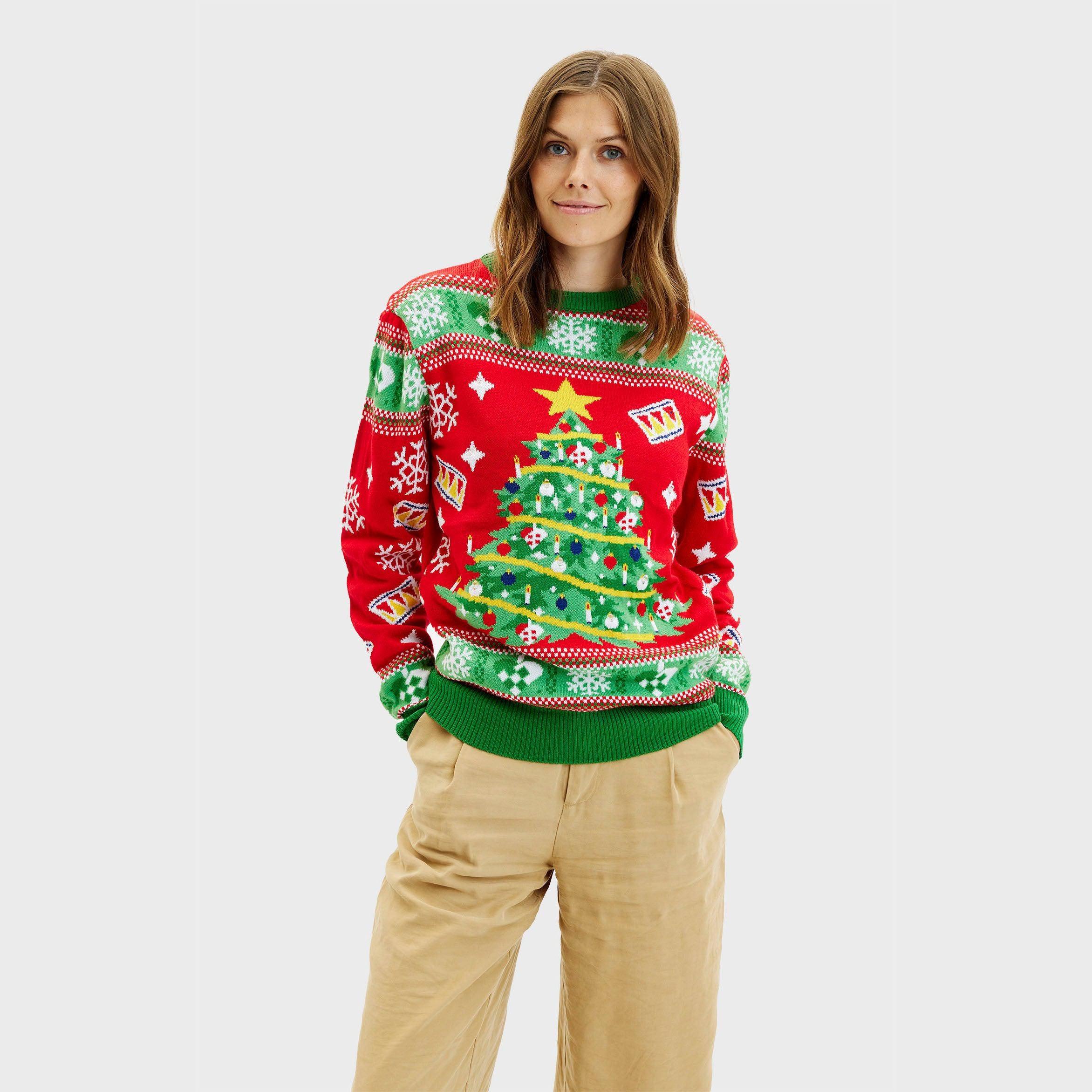 Weihnachtspulli Mit Weihnachtsbaum LED Rot - Damen - Image 3