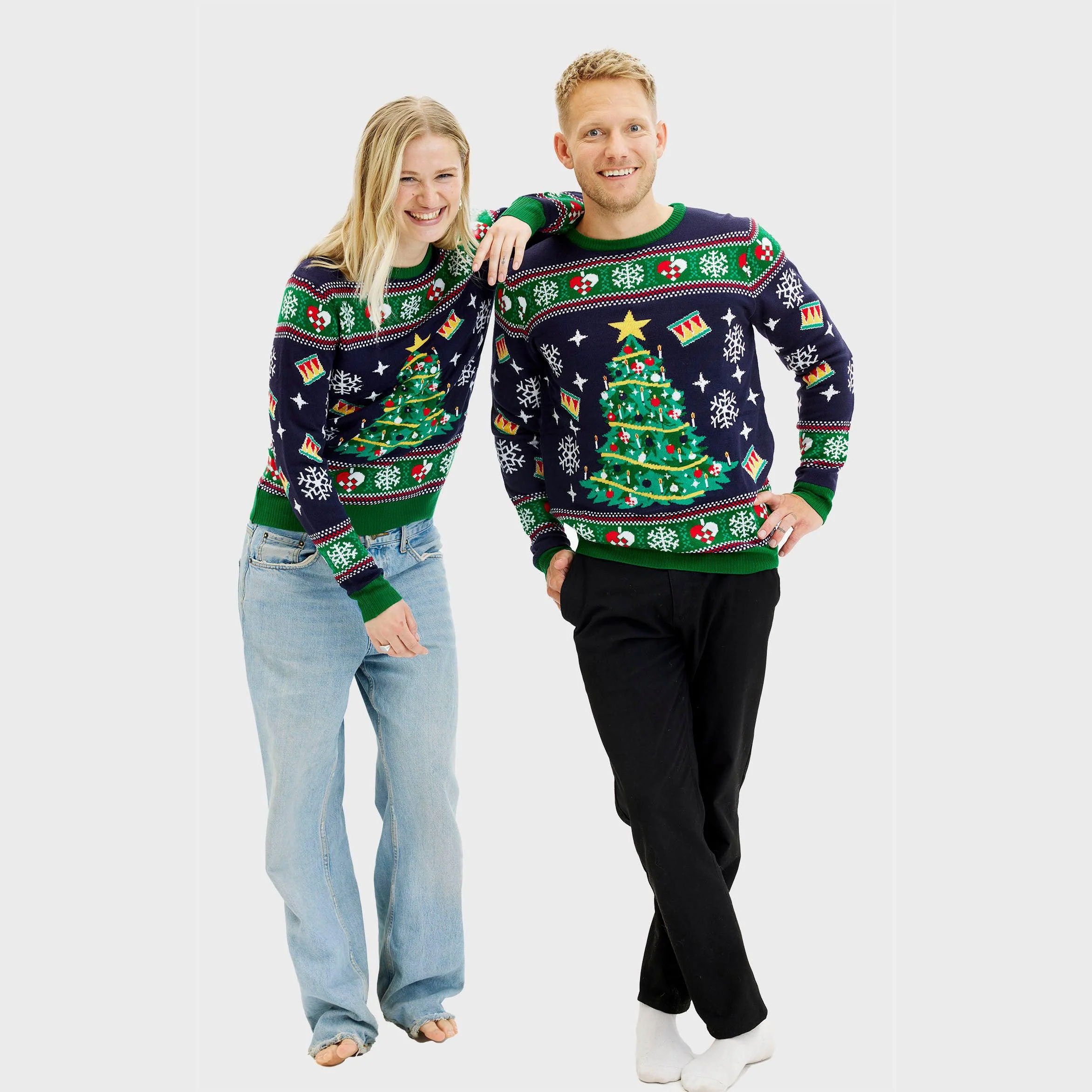 Weihnachtspulli Mit Weihnachtsbaum LED Navy - Damen - Image 3